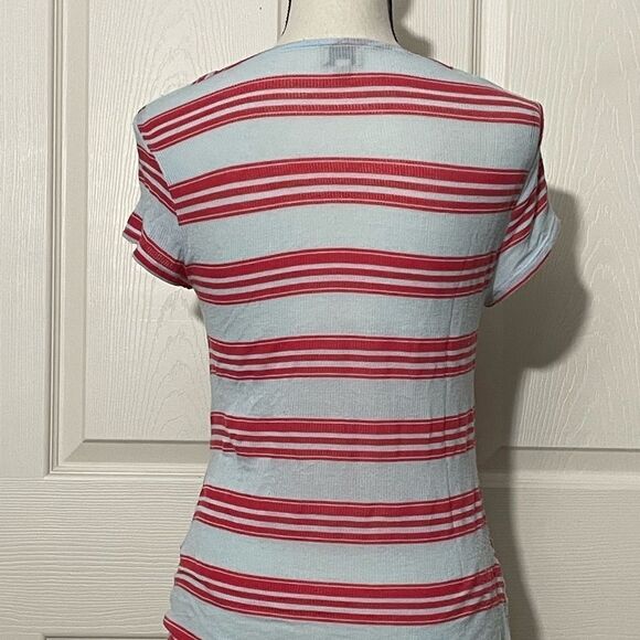 Ella Moss vintage sold by Anthropologie Cap Sleeve Tee with V-neck & knot, M - Picture 9 of 15